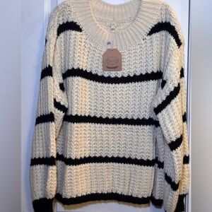NWT Kori America oversized sweater with black and white stripes M